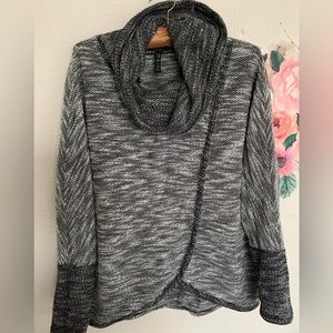 Calvin Klein Performance Cowl Neck Sweater, Small, Black/White/Gray, No Flaws